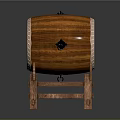 Traditional Wooden Drum with Carved Body and Yin Yang Pattern Drumhead on Sturdy Stand