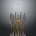 Modern Chandelier Featuring Golden Frame And Glass Tubes Design