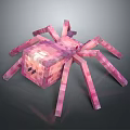 Vibrant Pixel Style Character And Pink Spider Creature In 3D Render 3d model