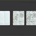 Three Different Textured Furniture Panels Featuring White Gray Veined And Red Accent Patterns