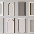 Cream style wardrobe door glass cabinet door solid wood door 3d model