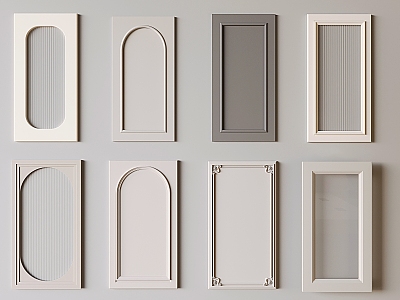 Cream style wardrobe door glass cabinet door solid wood door 3d model