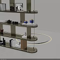 Modern Bookcase With Glass Shelves And Metal Frame Displaying Books Decorative Items