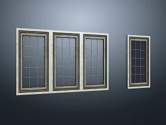 modern window retro window big window nostalgic window 3d model