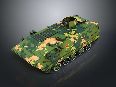 Military Tank With Camouflage Pattern Red Star Emblem Turret And Tracks Design 3d model