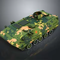 Military Tank With Camouflage Pattern Red Star Emblem Turret And Tracks Design