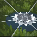 Aerial Planning of Lotus shaped Building With Central Water Area And Radial Roads Amid Green Vegetation
