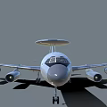 Gray Passenger Aircraft with Radar Dome Four Engines Tail Marking and Yellow Number 58