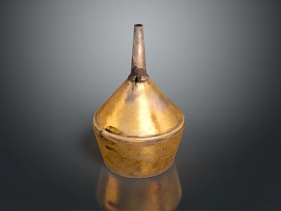 Antique Golden Conical Vessel With Narrow Neck And Smooth Surface 3d model