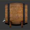 Wooden Beer Barrel With Smiley Face Beer Label Faucet And Black Hoops