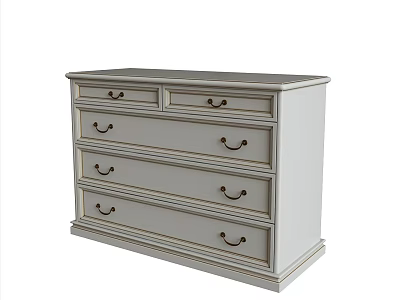 Elegant Light Colored Decorative Cabinet With Multiple Drawers And Metal Handles Modern Design 3d model