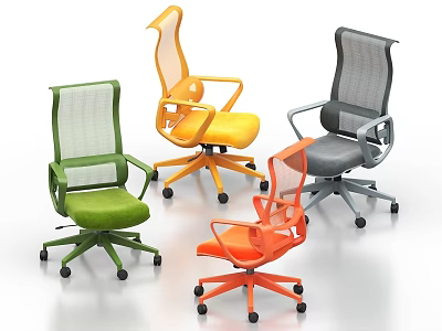 Modern Office Chairs Featuring Mesh Backrest Armrests Swivel And Multiple Colors 3d model