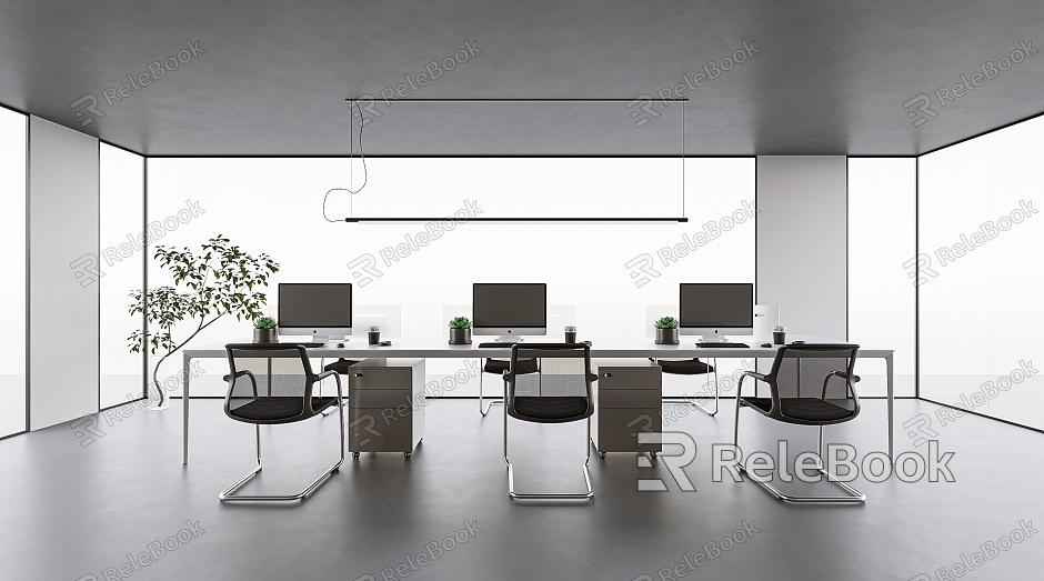 modern public office area office desks and chairs model