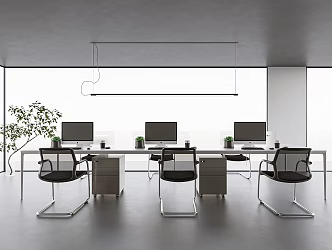 modern public office area office desks and chairs 3d model