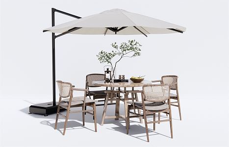 Outdoor Tables and Chairs Outdoor Leisure Tables and Chairs Outdoor Dining Tables and Chairs Rattan Leisure Chair Sunshade 3d model