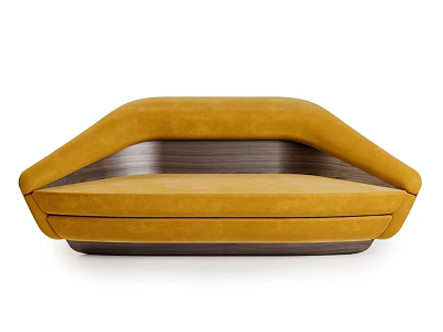 Modern Yellow Sectional Sofa With Curved Armrests And Dark Upholstered Base 3d model