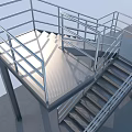 Various Steel Staircase Designs With Platforms And Industrial Structures 3d model