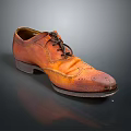 Brown Leather Lace Up Shoes With Brogue Design And Clear Sole Details