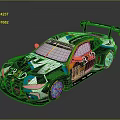 BMW Race Car With Colorful Livery Rear Wing And Sponsor Logos