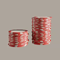 Classic Entertainment Table with Poker Cards Chips Chairs Wine Glasses and Wooden Design