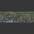 Natural Stone Wall Surface Covered With Green Moss And Lush Plants 3d model