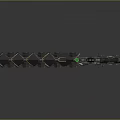 Futuristic Sci-Fi Weapon 3D Model With Metallic Parts Green Energy Core And Multiple Barrels