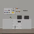 White Filing Cabinet In Modern Office With Printers Small Potted Plant Whiteboard And Decorative