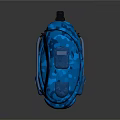 Blue Camouflage Backpacks With LEVEL 00 Logo Black Lining And Blue Straps