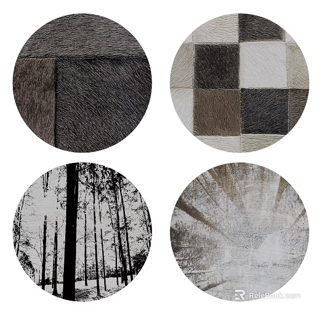 Round Rugs Featuring Geometric Patterns And Natural Tree Light Shadow Designs 3d model