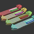 Multiple Colorful Ship Models With Different Designs And Structures On