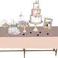 Modern cake wedding table decoration combination 3d model