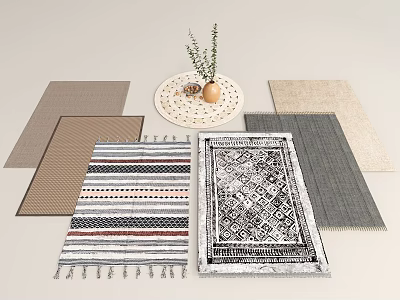 Square Rugs with Various Patterns and Neutral Colors for Modern Home Decor 3d model