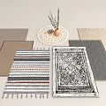 Modern Square Carpet Woven Carpet Round Carpet 3d model