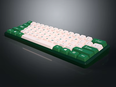 Green And White Retro Style Computer Keyboard With Sleek Layout And Ergonomic Design 3d model