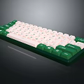 Green And White Retro Style Computer Keyboard With Sleek Layout And Ergonomic Design 3d model