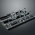 Mechanical Industrial Components With Multiple Silver Metal Structures On Black Base 3d model