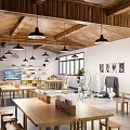 Book Art Studio with Wooden Tables Easels Plaster Sculptures Bookshelves and Natural Light