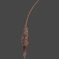 Realistic Velociraptor Dinosaur 3D Model With Brown Stripes And Yellow Eyes