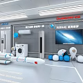 MELING Futuristic Exhibition Stand With Astronaut Rocket Models And White Design