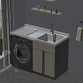 Modern Decorative Cabinet With Washing Machine Sink White Countertop And Faucet In Laundry Room