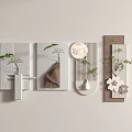 Modern Wall Decor With Green Plants Circular Design And Floral Accents In Neutral Tones