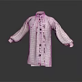 White Linen Long Sleeve Shirt with Stand Collar Loose Cuffs and Mid Length Design