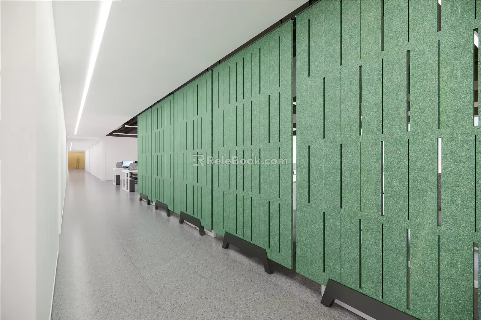 Modern aisle screen felt activity screen partition office area partition green hollowed-out stripes 3d model