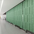 Modern aisle screen felt activity screen partition office area partition green hollowed-out stripes 3d model