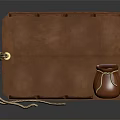Brown Leather Storage Tray With Compartments Small Pouch And Rope Decoration Detail