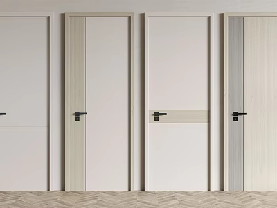 Various Styles of Modern Hinged Doors with Panel Designs for Interior Spaces 3d model