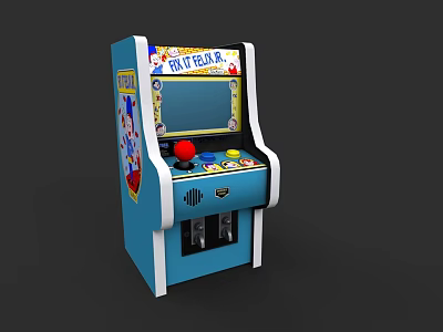 Blue Arcade Machine With Fun Time Screen Joystick Buttons And Coin Slot 3d model