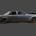 Destroyed 80 s car 3d model