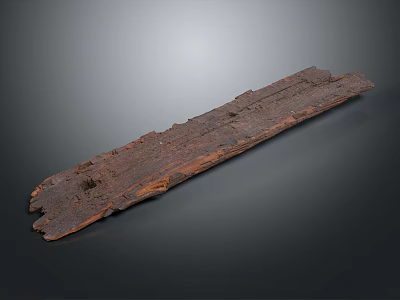 Long Rustic Wood Plank With Natural Stone Like Texture And Weathered Dark Brown Surface 3d model