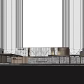 Modern Sales Office Building With Marble Facade And Water Reflection Design